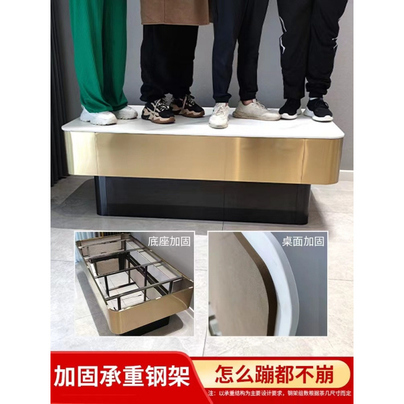 KTV Bar Stainless Steel Card Seat Luminous Coffee Table Hotel Club Marble Tempered Glass Light Luxury Table