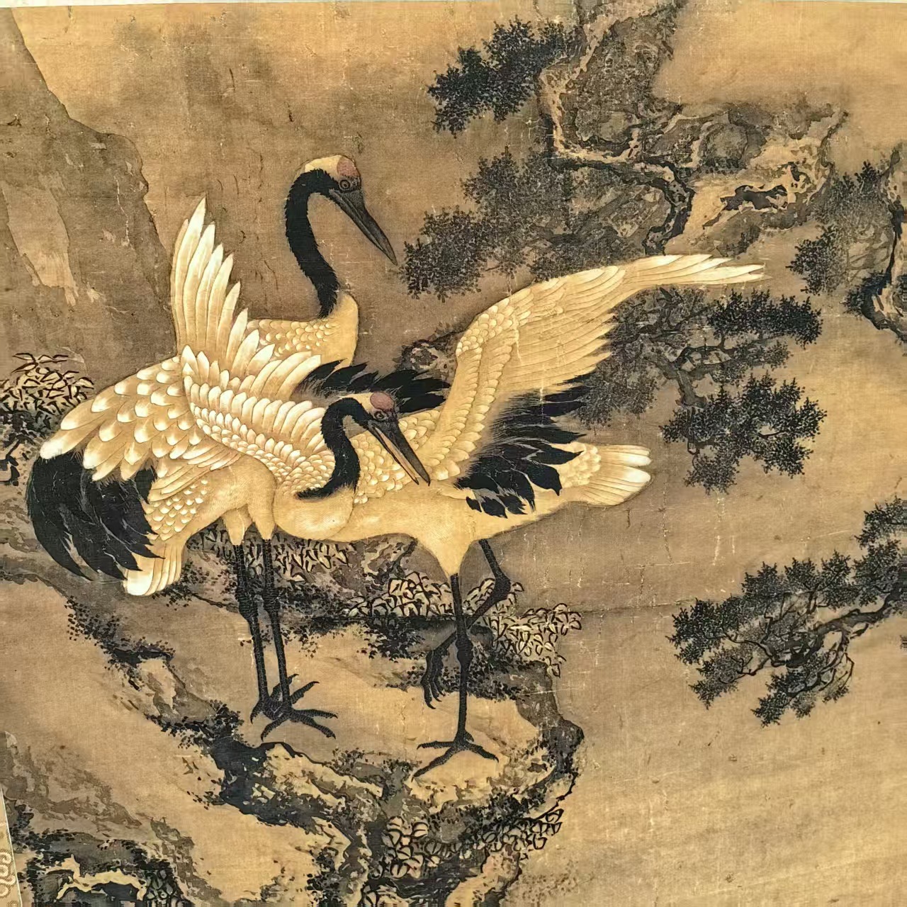 Shen Quan's Famous Work, Crane and Deer Changchun, Ancient Famous Painting 70*170cm, Complete Famous Painting, Factory Direct Sale