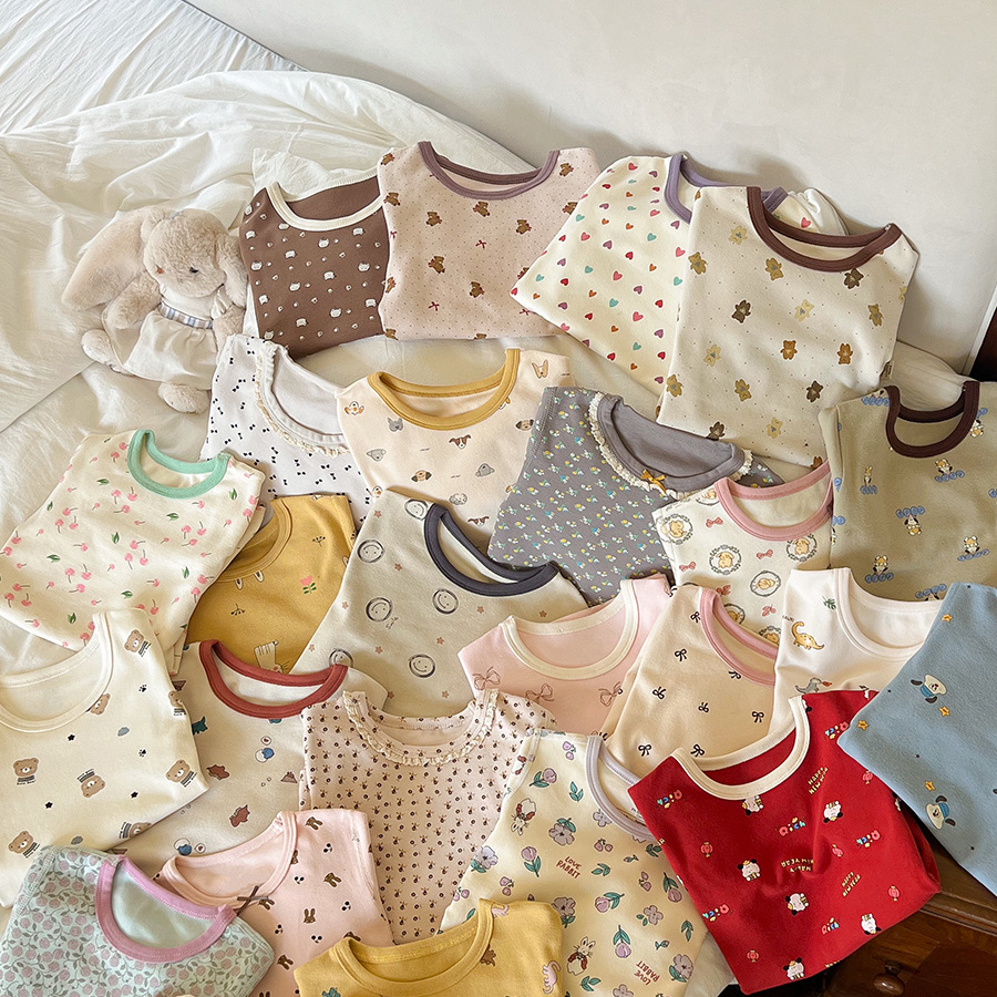 Aimobeibei детские пижамы для мальчиков и девочек Высококачественная бесшовная одежда класса а Осенние вещи Вязаная мультяшная домашняя одежда