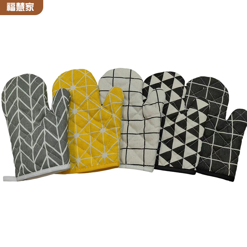 Nordic-style Thickened Heat Insulation Gloves Household Kitchen Microwave Oven Gloves End Pan BBQ Baking Anti-scalding Gloves