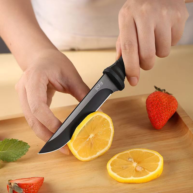 Portable outdoor knife camping knife outdoor camping barbecue small straight knife with K sheath hand meat knife fruit knife