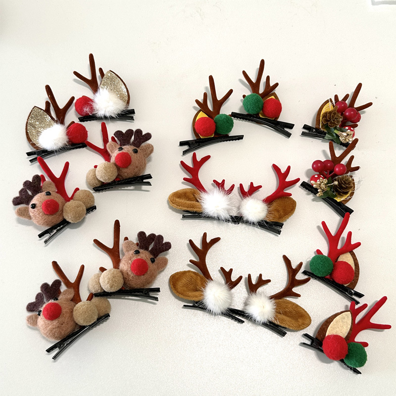 Заколка с рогами оленя, рождественские аксессуары для детей, милый декор