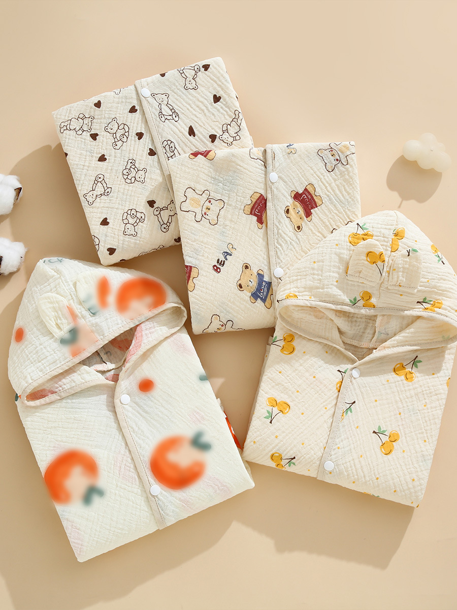 Baby Gauze Cloak Bath Towel Wholesale Soft Absorbent Baby Hooded Cloak Cartoon Bathrobe Children's Bath Towel Dropshipping