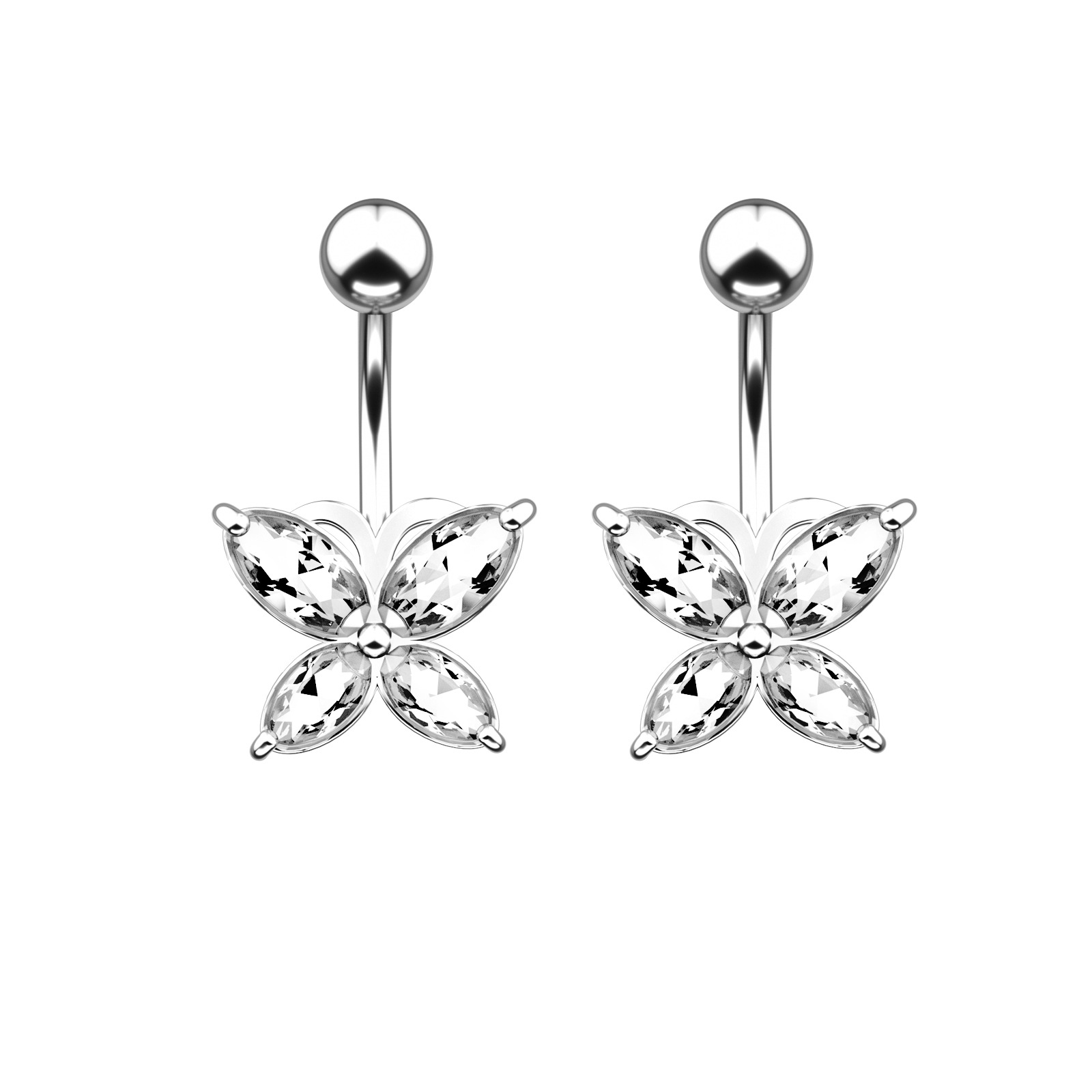 Amazon eBay classic zircon navel ring creative butterfly zircon navel nail navel ring piercing jewelry