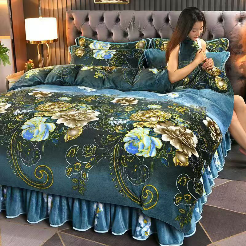 Winter Double Thickeneded Double-Sided Velvet Quilt Cover Single Flannel Plush Warm Quilt Cover Coral Special Price Fleece-Lined Single Piece