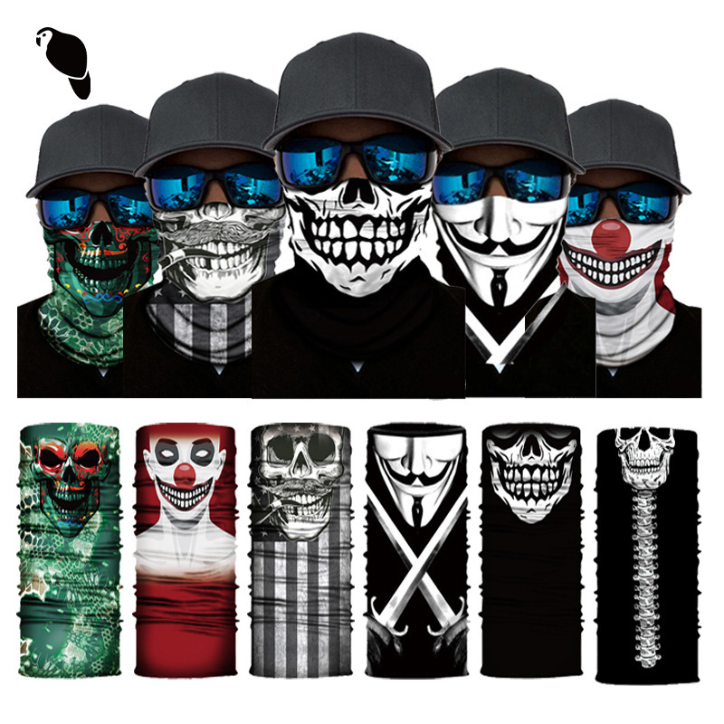 Skull Half Face Series Cross-Border Magic Headscarf Versatile Outdoor Face Towel Cycling Mask Seamless Scarf for Adults