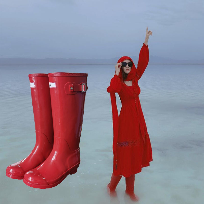 Модные женские дождевики, сапоги для верховой езды, водонепроницаемые не скользящие резиновые чехлы, ручная работа