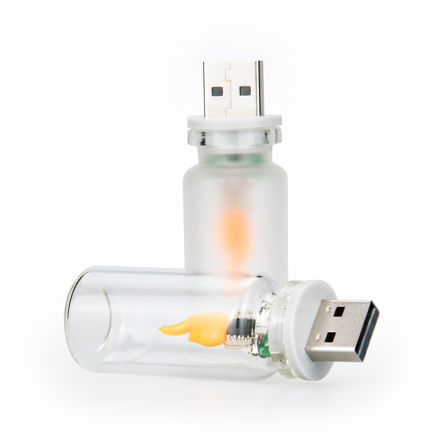 Rx9008 Glass Bottle Led Flame Lamp USB Simulated Flame Christmas Atmosphere Lamp Retro Candle Night Light