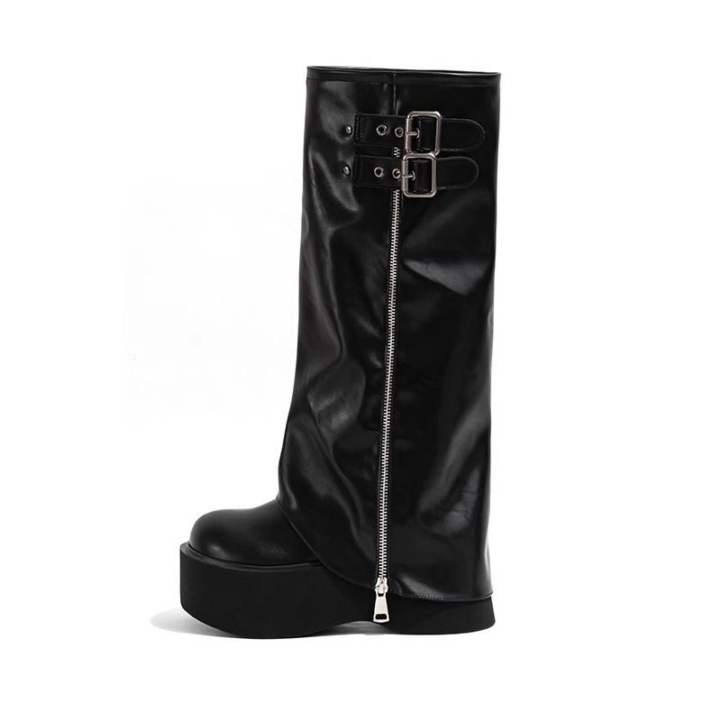 Zhao Lusi Thick-Soled 8cm Height-Increasing Niche Trouser Design Martin 2025 Spring and Summer Maillard Versatile Fashion Short Boots