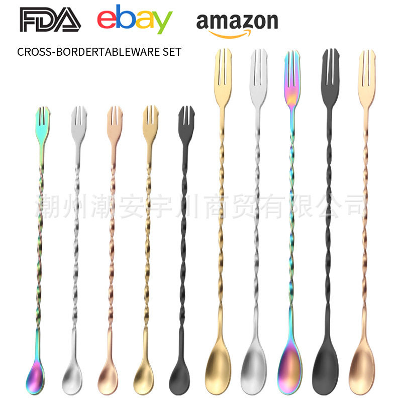 барная ложка из нержавеющей стали 304, длинная ложка для смешивания коктейлей, оптовая продажа