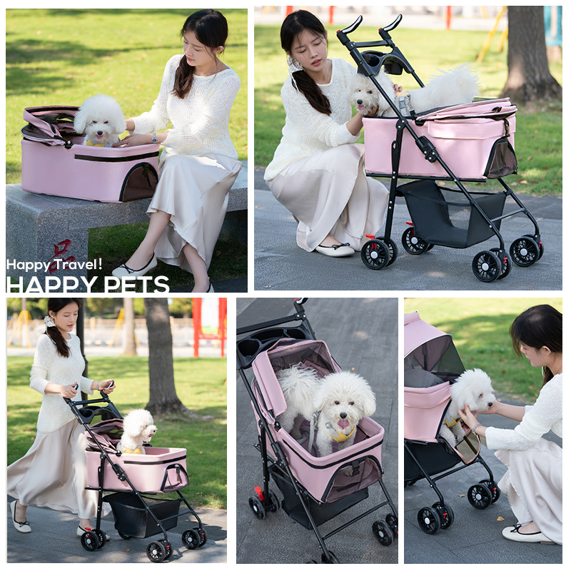 Pet Cart for Dog and Cat Lightweight Foldable Separable Going-out Pet Cart for Dog Walking Separable Basket