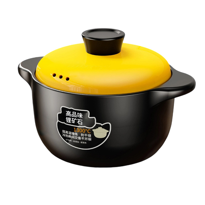 Casserole Stew Pot Household Gas High Temperature Resistant Ceramic Soup Pot Dry Burning Does Not Crack Gas Stove Soup Pot Clay Pot Wholesale