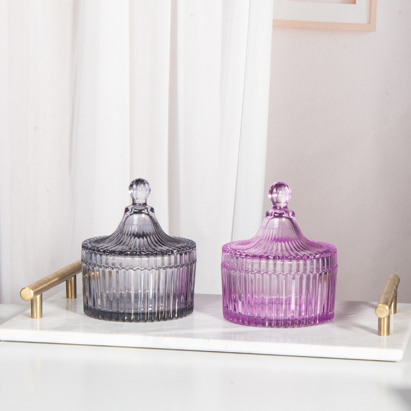 Glass Jar Candy Jar Aromatherapy Candle Jar Dried Fruit Jar Storage Ornaments Storage Box Jewelry Box Degaussing Bowl