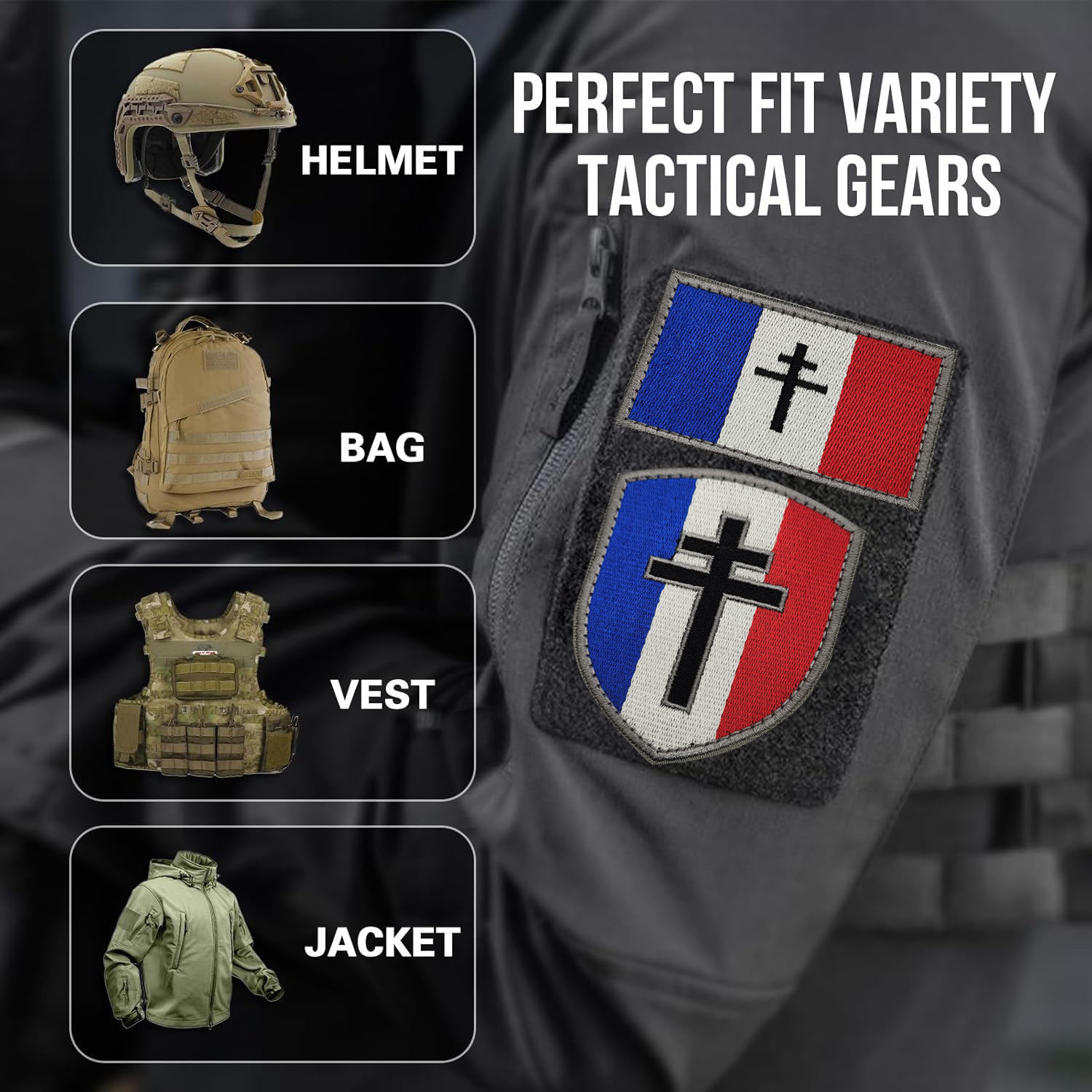 Haike Outdoor Cross-border Foreign Trade Medal Iron Cross French Badge Velcro Backpack Flag Embroidered Armband Cloth Sticker