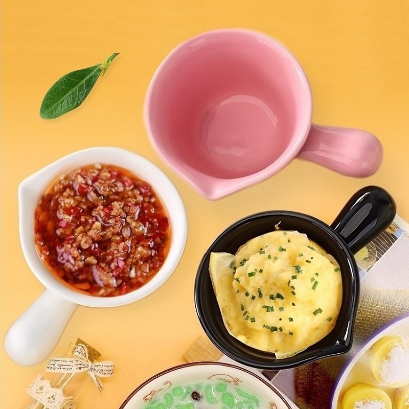 Ceramic Milk Jug with Handle and Spout for Home Use, Small Sauce Pitcher for Seasoning, Dipping Sauce, Pouring Sauce, Espresso Milk Jug, Ounce Cup