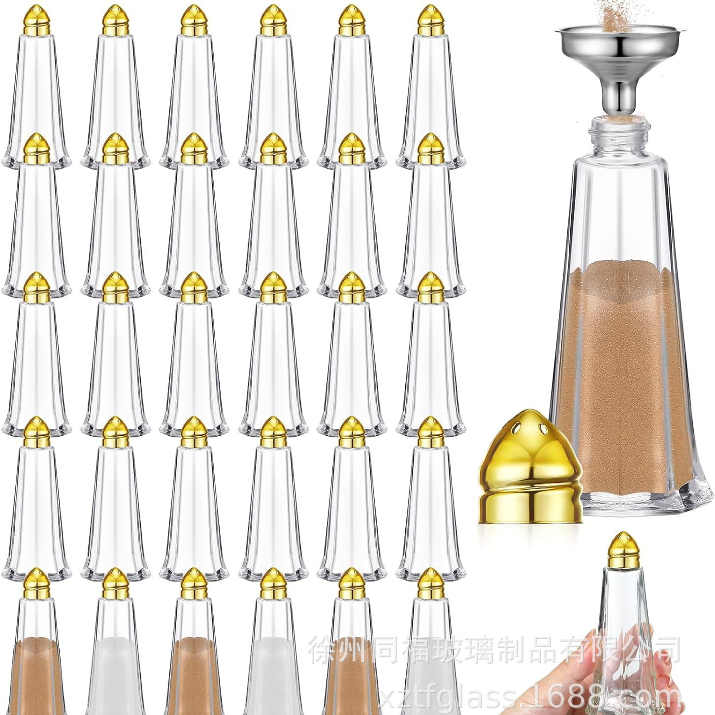 Cross Border 1 oz Tower Salt and Pepper Seasoning Jar Restaurant Use Mini Salt Seasoning Bottle Barbecue Grill Bottles Split Bottles