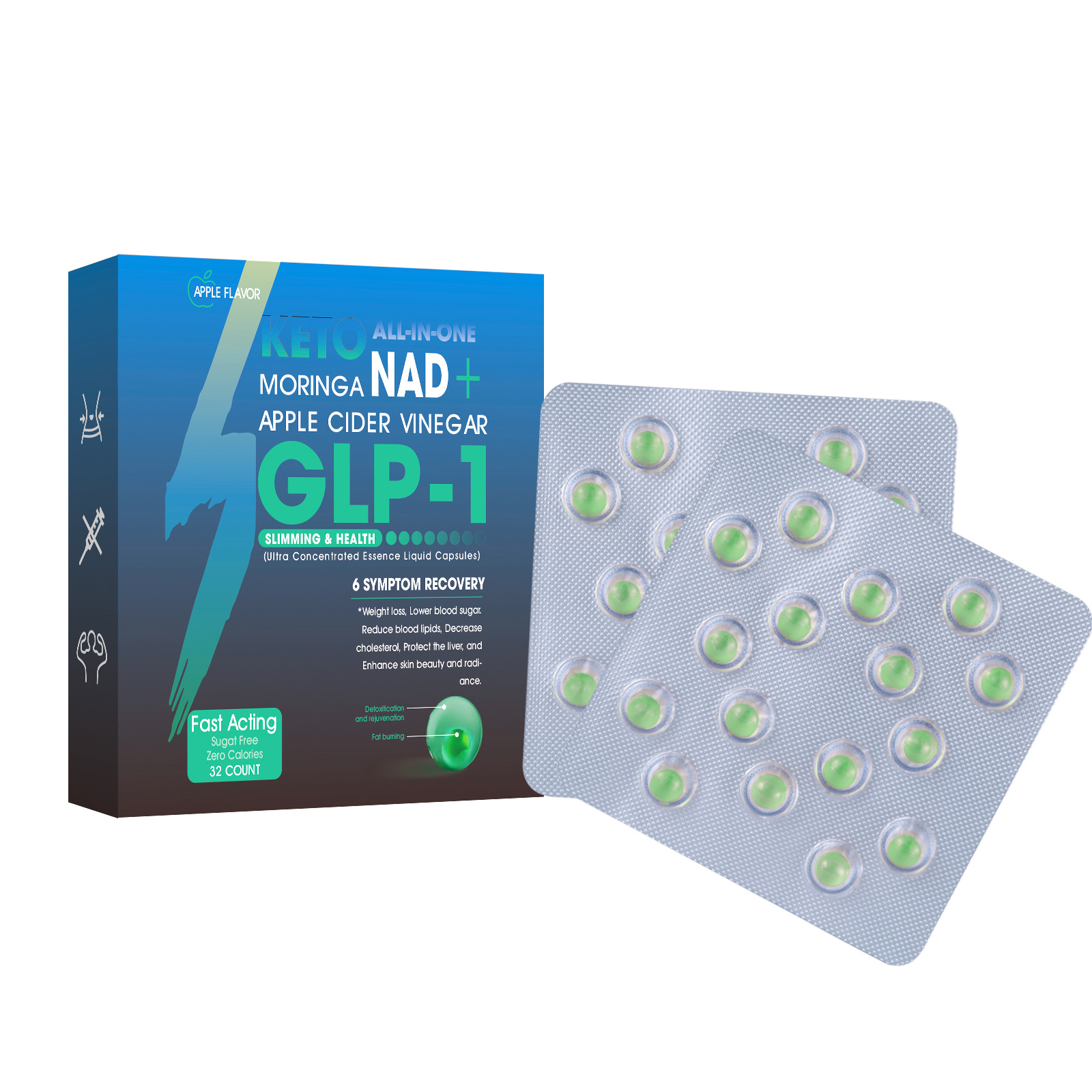 Cross-Border Unlabeled High Concentration Liquid Essence Glp-1 Green Pearl 32Pcs