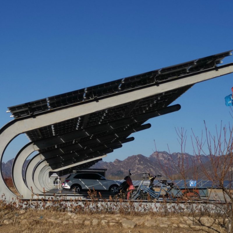 Tianjin Manufacturer Customized Photovoltaic Carport Steel Frame Outdoor Large Parking Lot Steel Frame Carport Steel Structure Carport