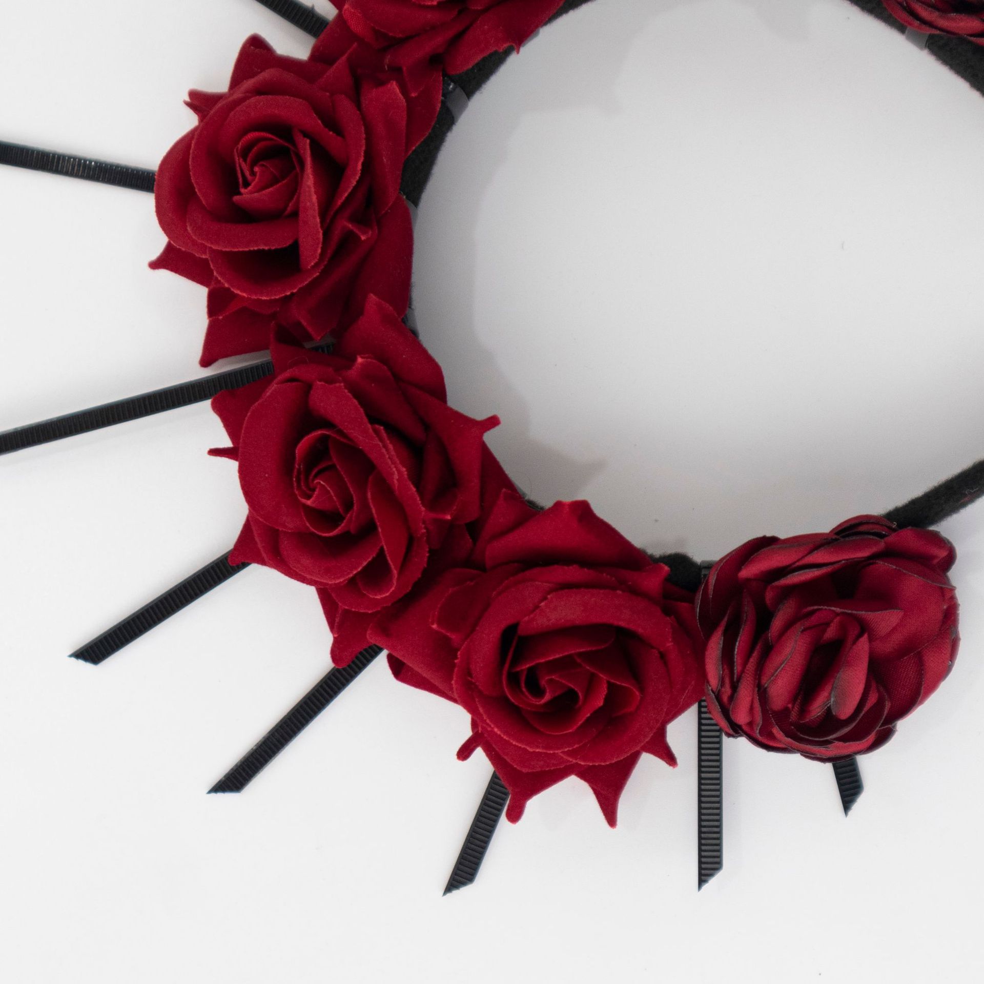 Dark Gothic Wedding Bride Hair Crown Halloween Flower Rose Glow Goddess Hair Hoop Women's Day of the Dead cos