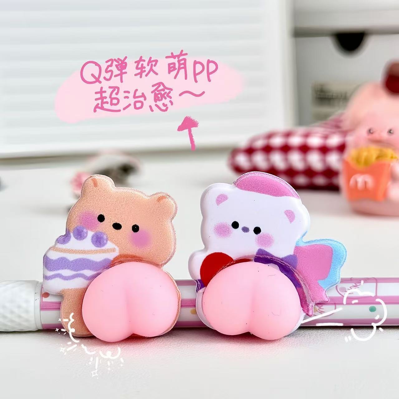 Peach-Themed Squishy Stickers 3D Children's Embossed Cartoon Cute High-Value Decorative Journal Animal DIY Stress Relief