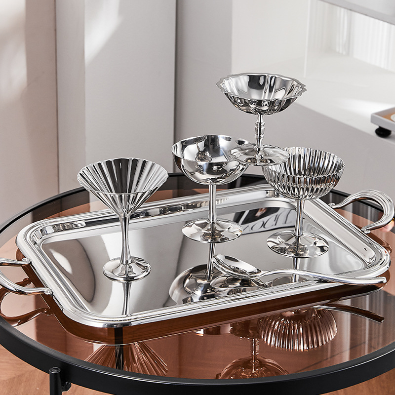 Factory Direct Sales Ins Stainless Steel Ice Cream Cup Tall and Short Ice Cream Cup Dessert Cup Red Wine Cup Cocktail Cup