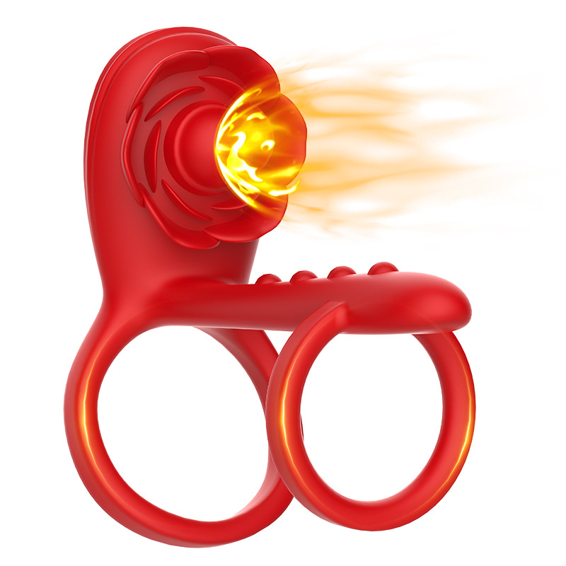 Cross-Border New Product App Remote Control Cupid Lock Essence Ring Couple Rose Double Ring Vibrating Adult Products