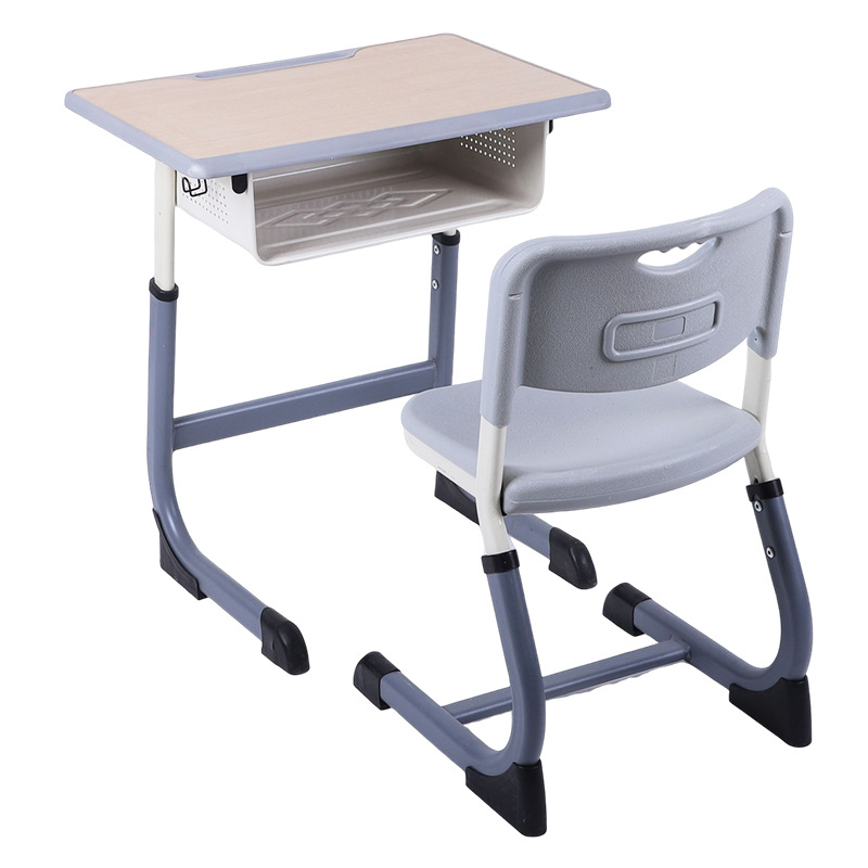 Cross-Border Primary and Secondary School Students' Desks and Chairs C-Type School Desks and Chairs Set Single Study Table Desks and Chairs Kidsren's Writing Desk