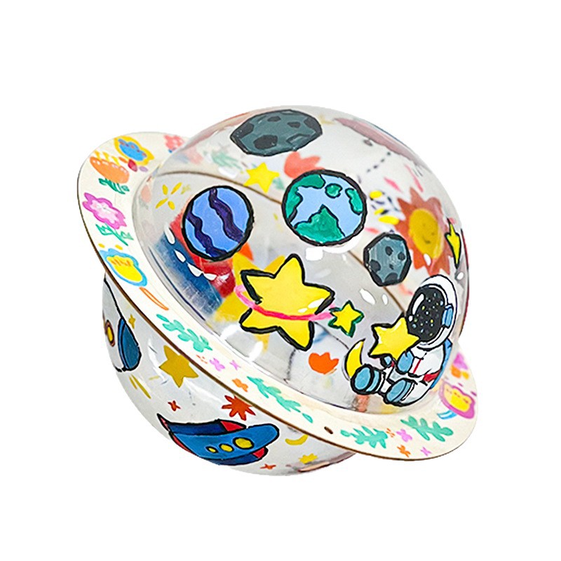 Children's Day Luminous Hand-Painted Space Star Moon Lamp DIY Handmade Material Transparent Night Lantern Atmosphere Props