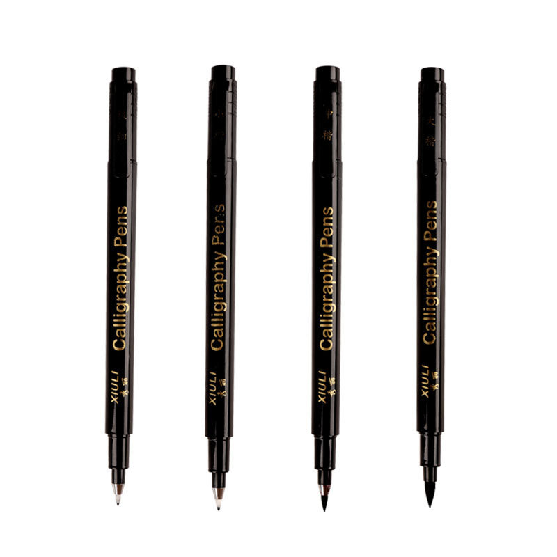 Soft-Bristled Calligraphy Pen, Large, Medium, Small, and Extra-Fine, for Sketching, Drawing, Refillable, for Copying, Signing, Practicing Calligraphy, and Ink for Calligraphy