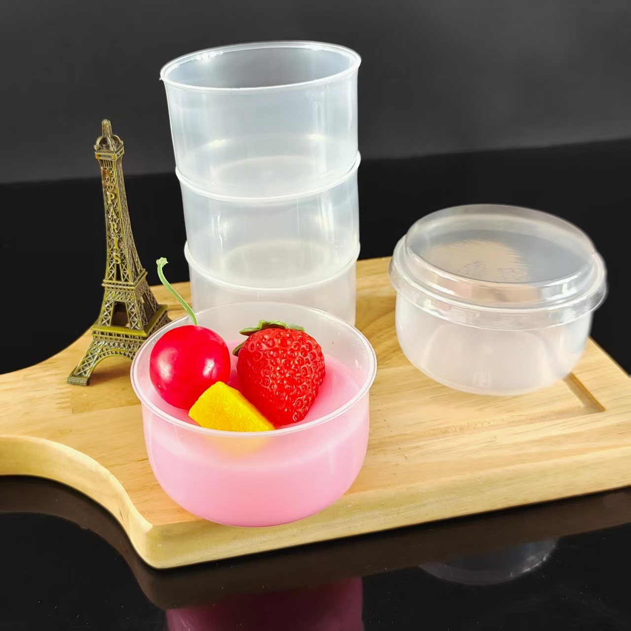 Japanese-Style Chubby Cup Soufflé Caramel Oven-Safe Egg Pudding Cup Disposable Pp High-Temperature Resistant Plastic Cup