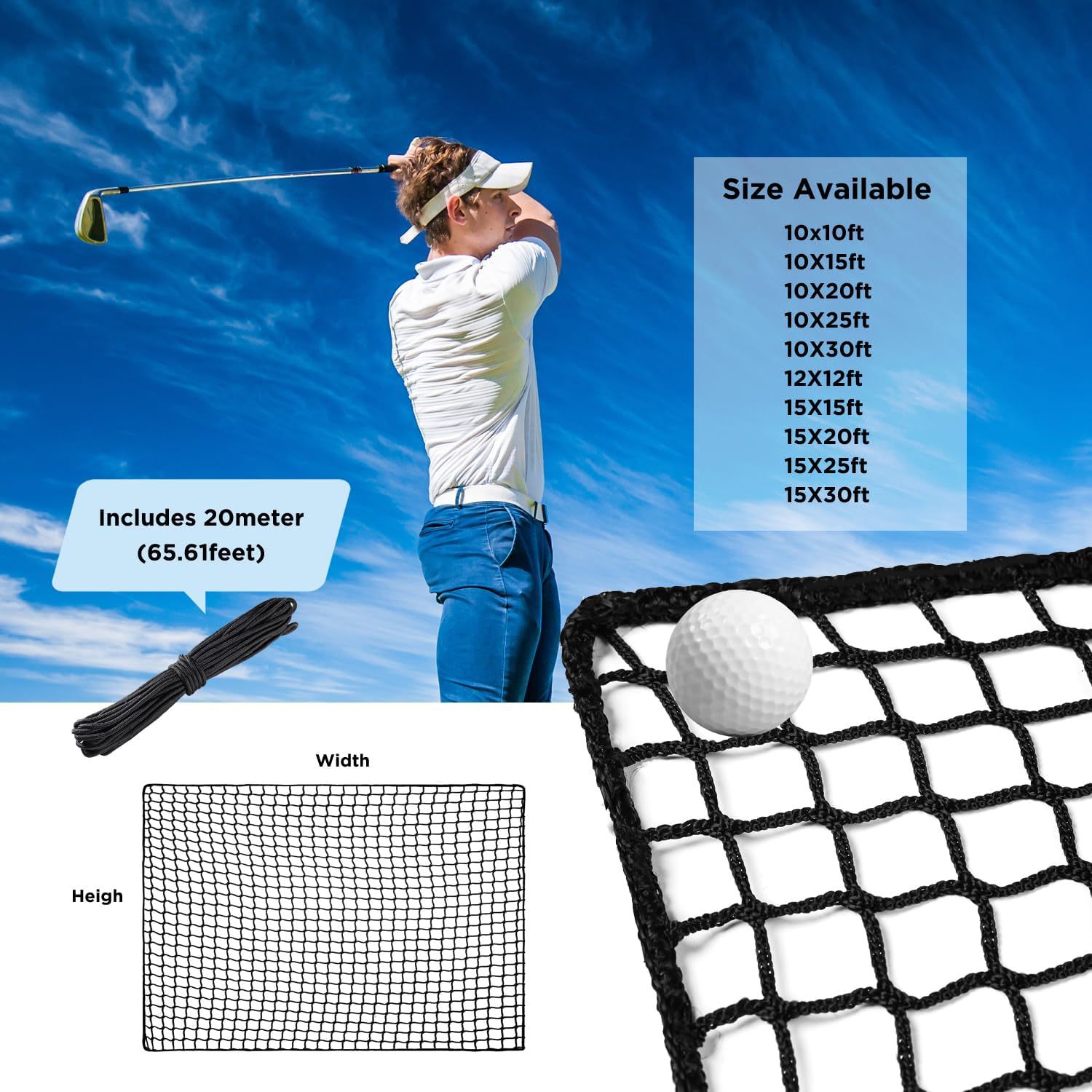 Golf practice multi-size golf, baseball, hockey, football multi-function exercise network