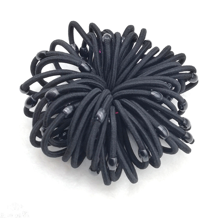 Korean version of beaded basic hair rope 06 black high elastic bold simple bottoming hair rope 2 yuan store supply