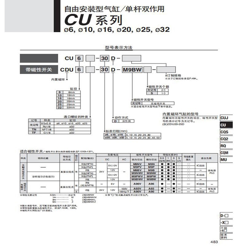 SMC original cylinder CDU16 CDU20-5D/10D/15D/20D/25D/30D/35/40D/45D-50D