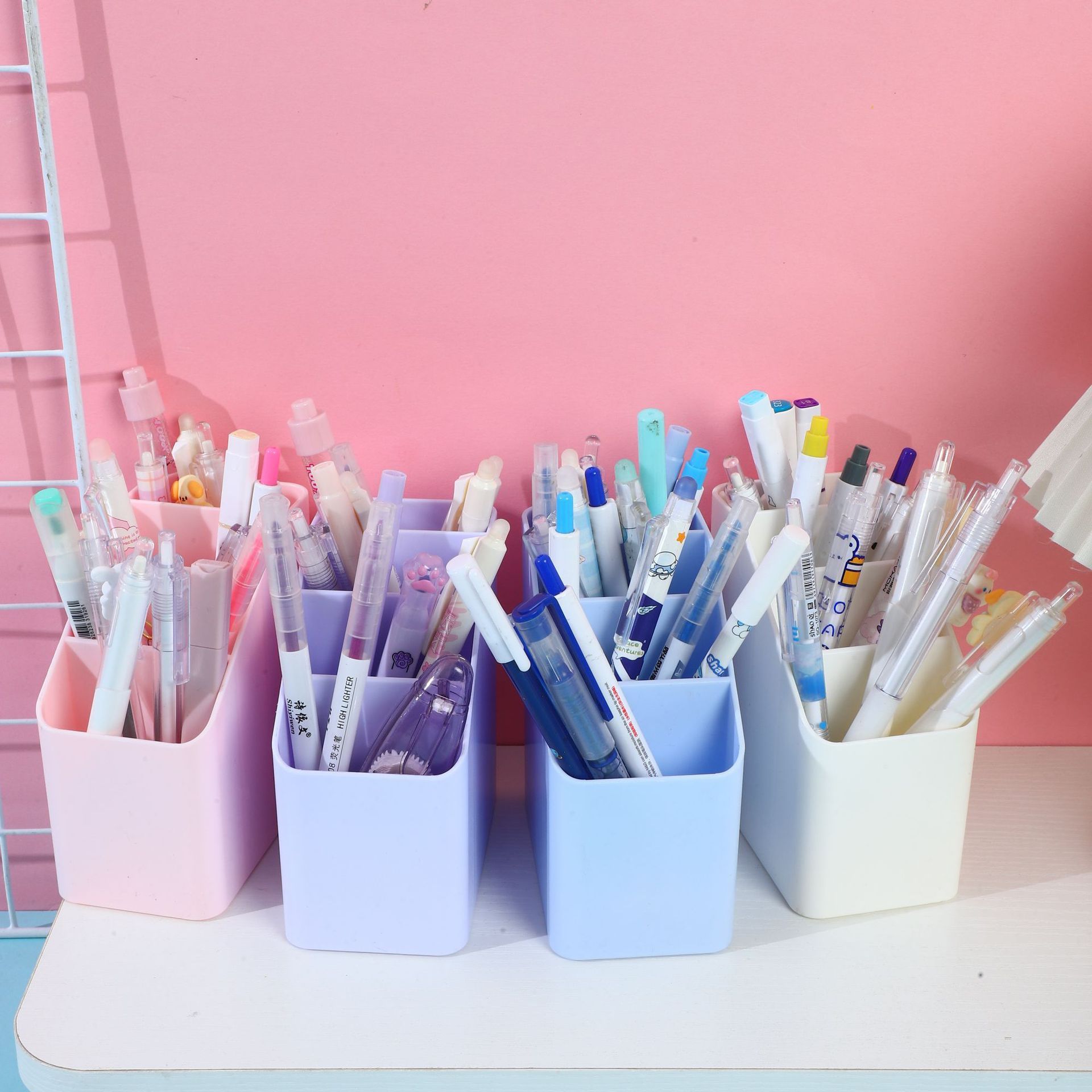 Cylindrical Transparent Acrylic Pen Container Student Classroom Desk Storage Bucket ins Unprinted High Color Value Storage Box