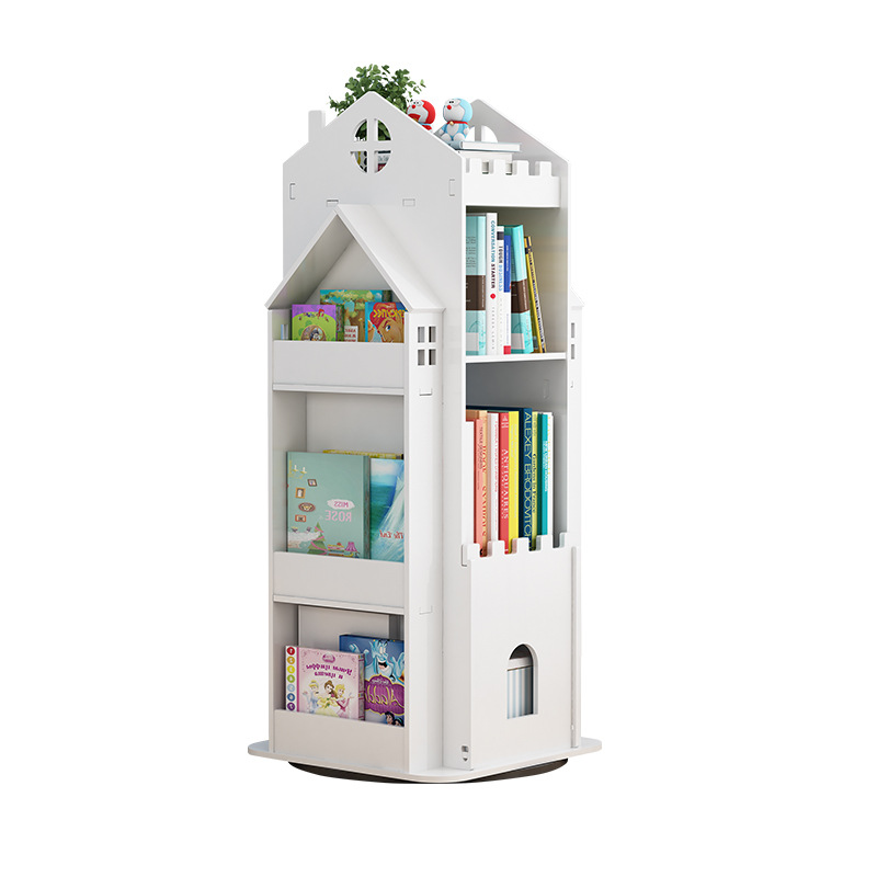 Picture Book Simple Children's Rotating Bookshelf Simple Floor Small Bookcase Living Room Home Student 360-degree Storage Shelf