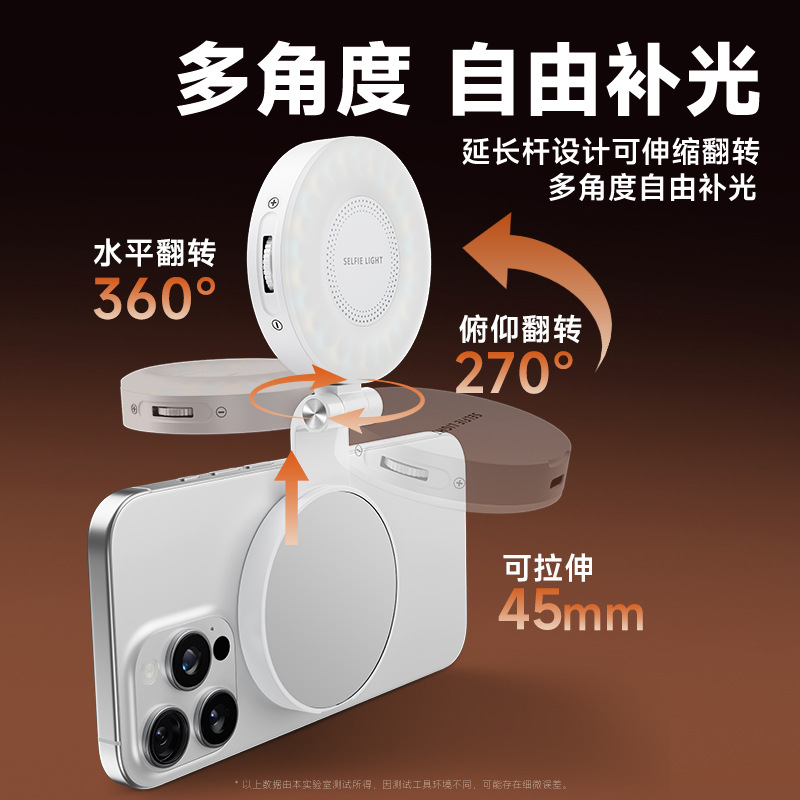 Cross-Border New Mobile Phone Magnetic Fill Light Live Shooting Handheld Beauty Light Portable Outdoor Selfie Pocket Light