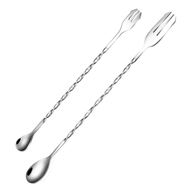 Tianlin 304 Stainless Steel Bar Spoon Long Handle Stirring Stick Threaded Bar Stirring Spoon Cocktail Double-Headed Mixing Spoon