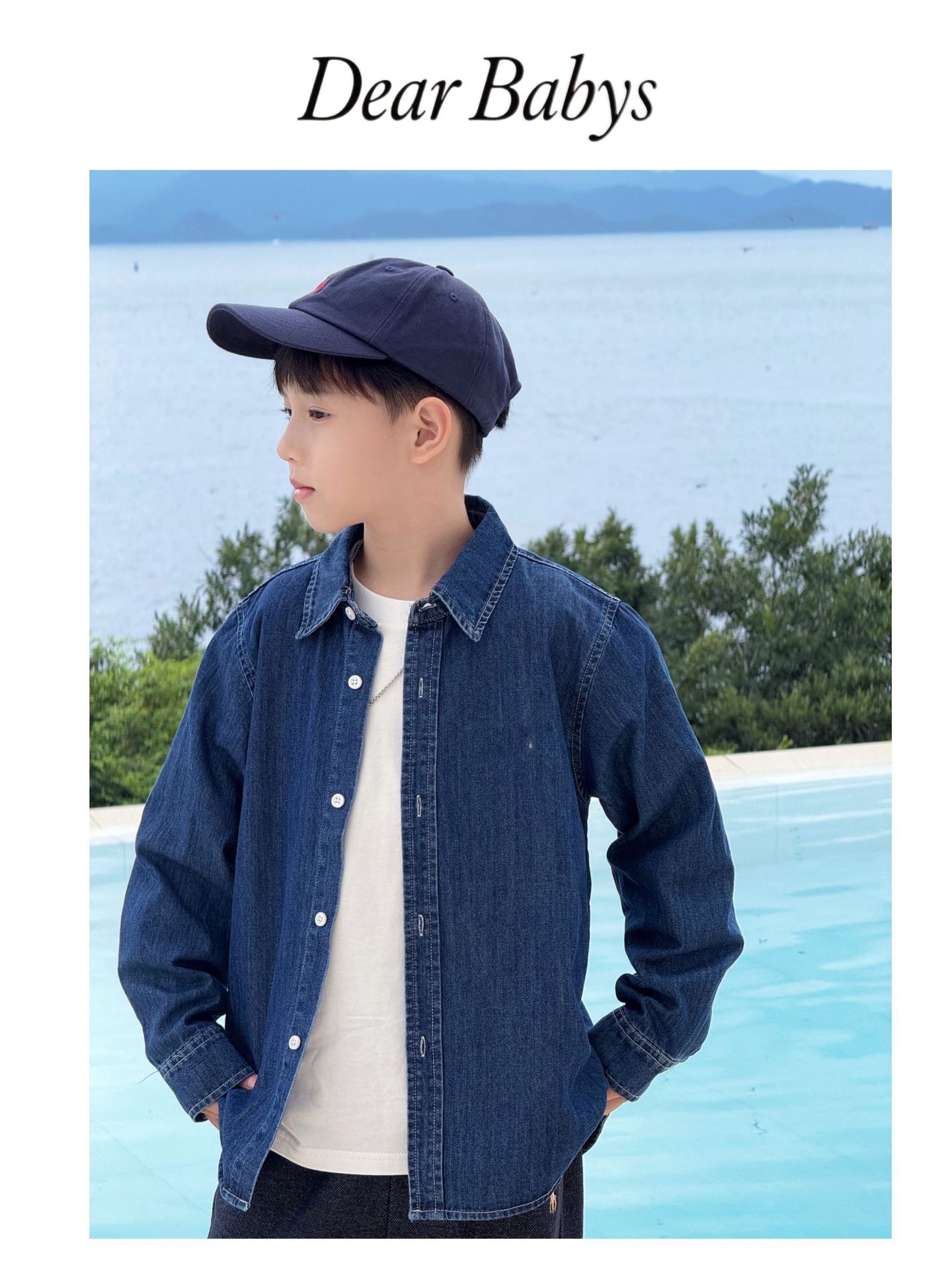Dear Babys 25 Boys Pony Embroidered Retro Denim Shirt + Embroidered Straight Knitted Jeans]