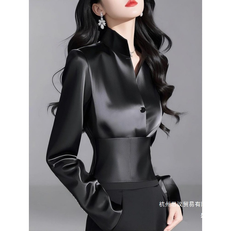 Прямые продажи завода, французский стиль, маленький шикарный красивый нишевый легкий люкс, ацетат, сатин, черный