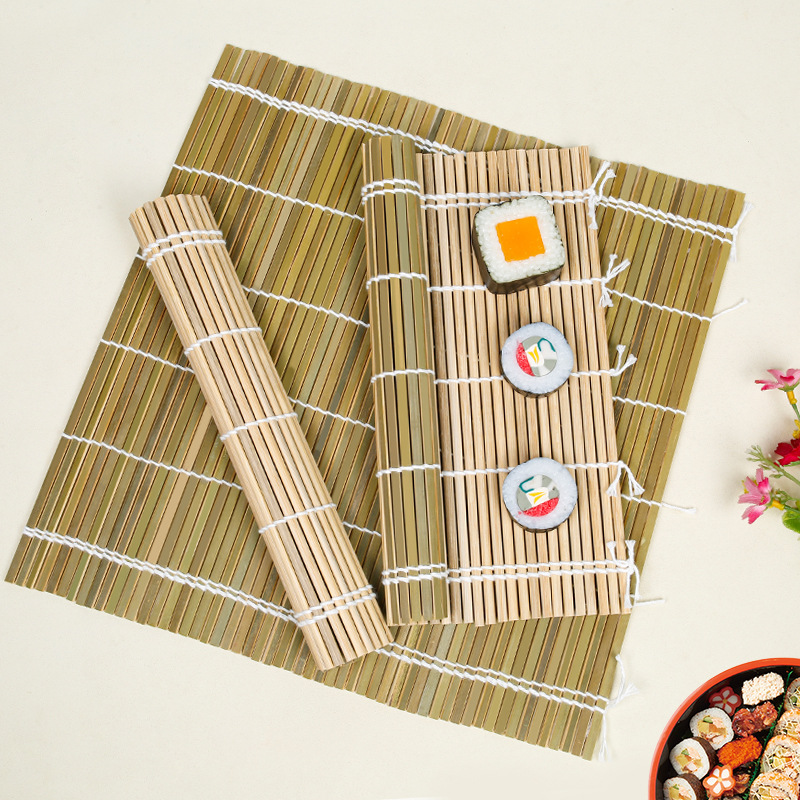 Double-Line Sushi Mat Sushi Tool Set Green and White Sushi Roll Seaweed Nori Rice Sushi Mat Wholesale