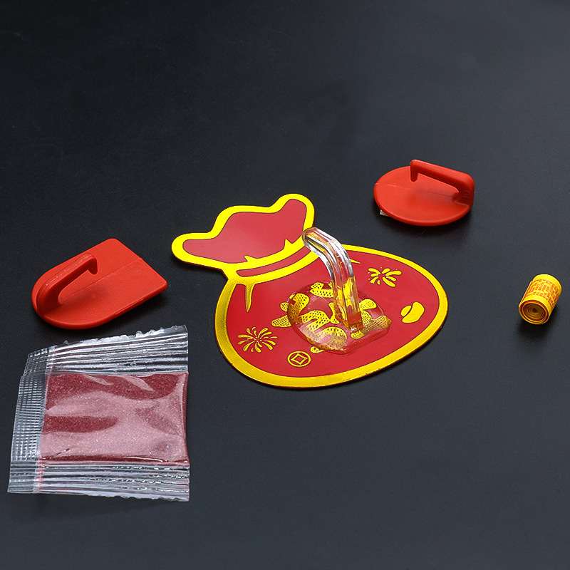 Red sticky hook non-perforated seamless hook open five emperor money pendant peripheral accessories all kinds of light card small card red sand