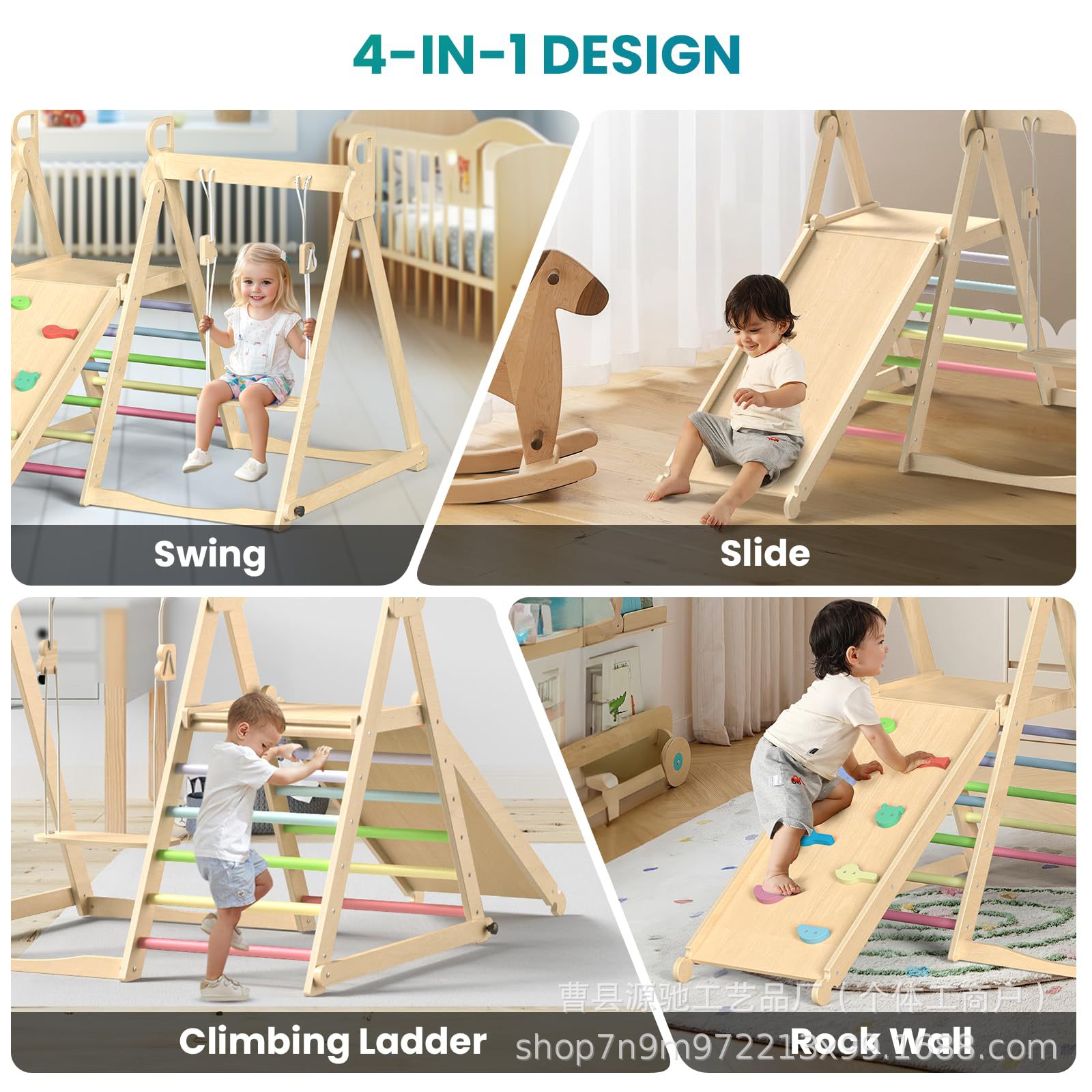 Spot Kidsren's Climbing Frame with Swing Slide Indoor Home Playground Baby Toys Foldableable Slide Climbing Frame