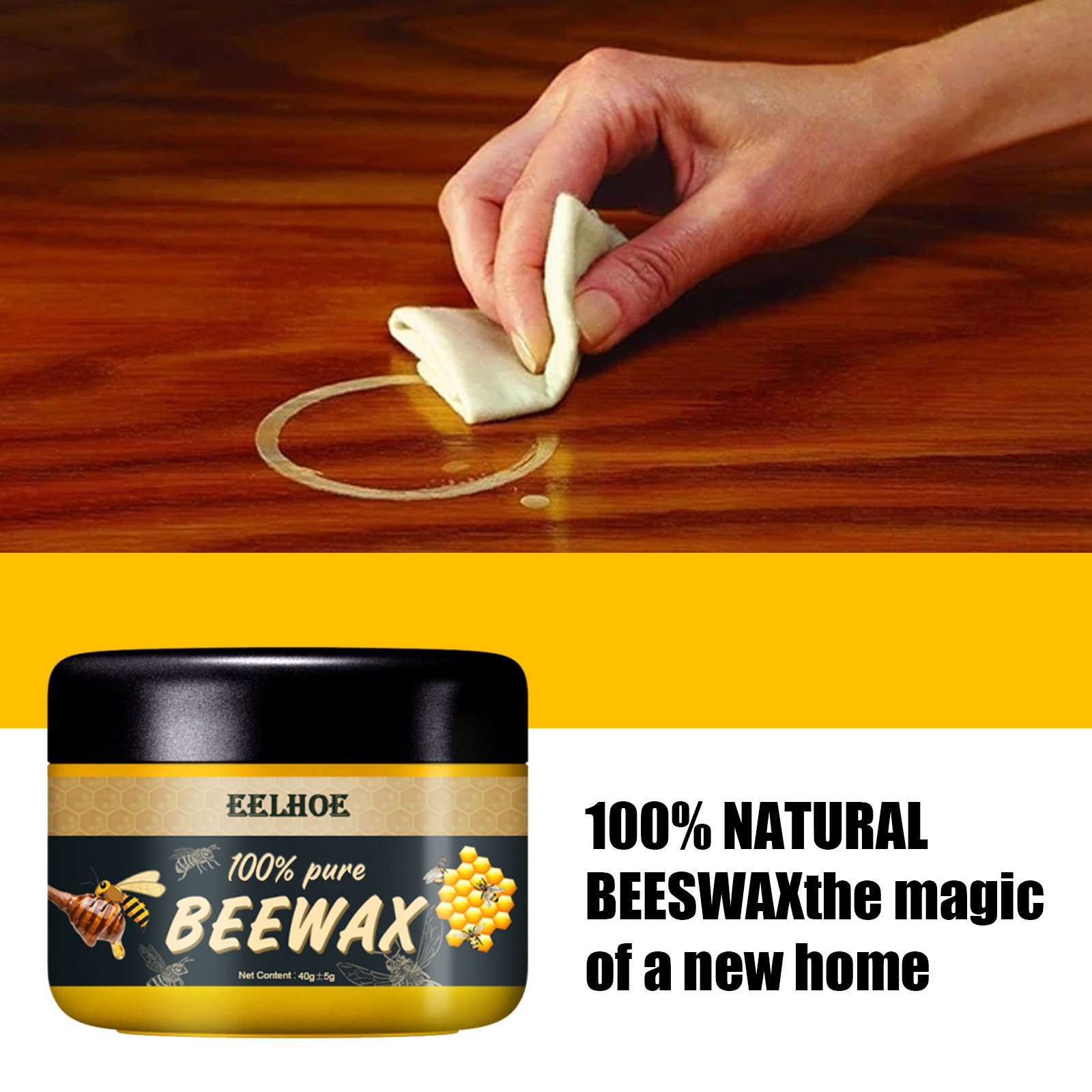 Eelhoe Natural Beeswax Daily Maintenance Floor Furniture Care Polishing Waterproof Anti-Drying Crack Brightening Wood Beeswax