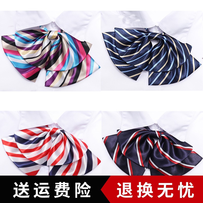 Professional Collar Flower Bank Stewardess Business Student Work Clothes Uniform Shirt Women's Lace-up Free Bow Tie