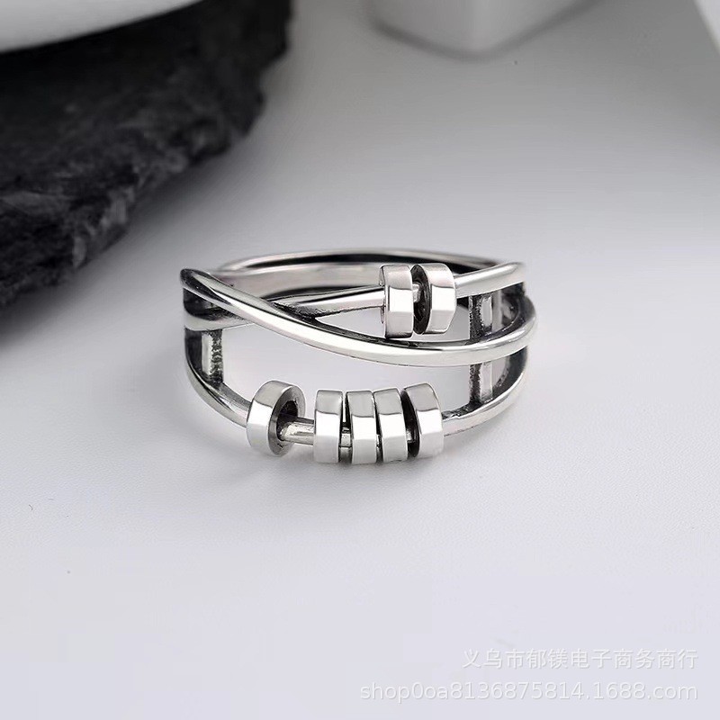 wish cross-border internet celebrity three-ring smart ring ins wish lucky beads light luxury exquisite index ring female