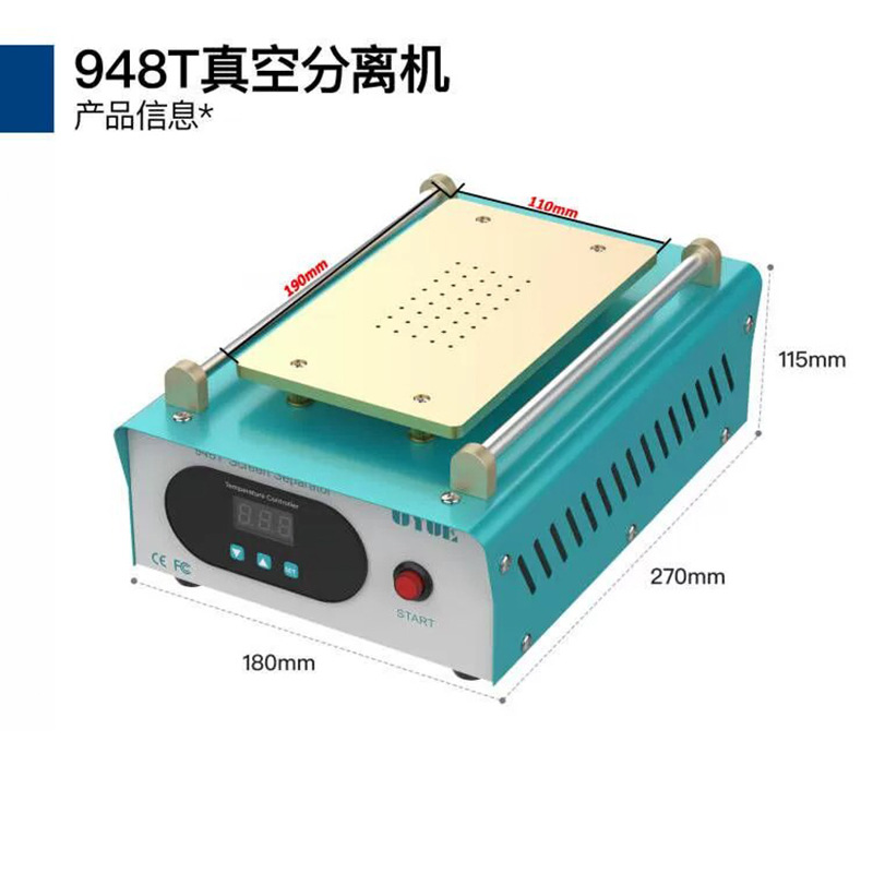 ExcellenT 948T Screen SeparaTor Machine HeaTing Table Mobile Phone Repair Tools Screen Disassembly Device BuilT-in Pump wiTh SucTion