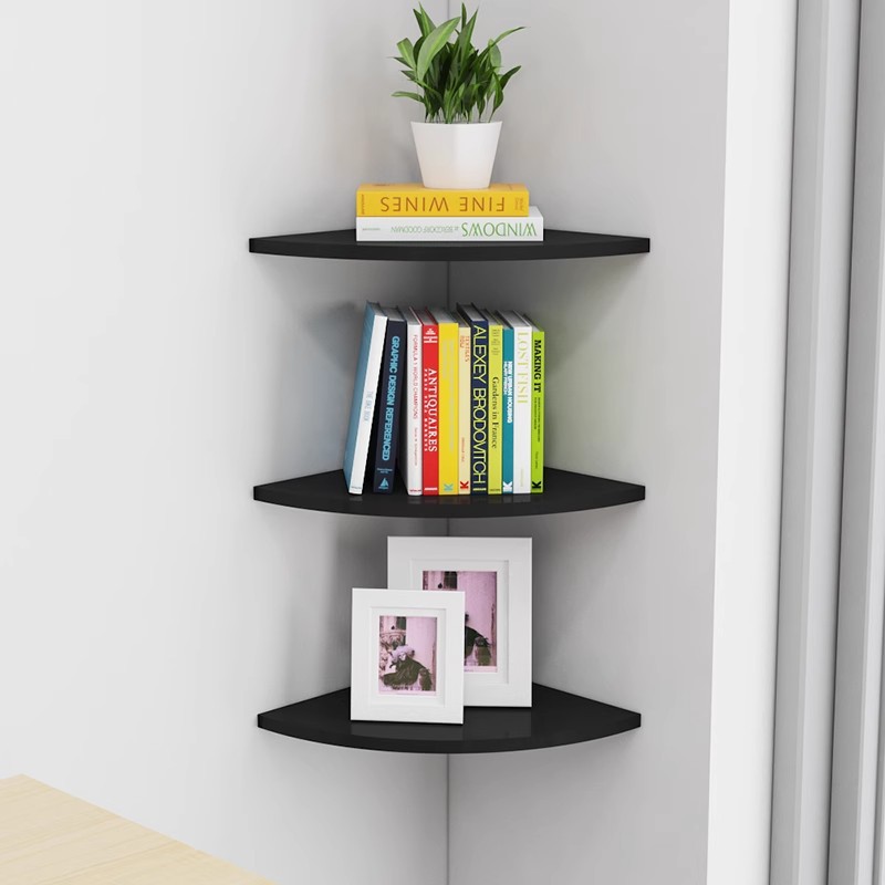 Corner Shelf for Wall, Kitchen, Bedroom, Floating Corner Triangular Shelf, Wall-Mounted, No-Drill Storage