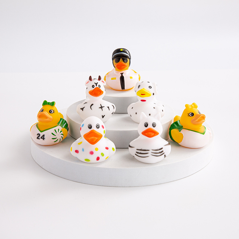 Factory Direct Sales Colorful Vinyl Water Duck Color Combination Jeep Little Duck Pinch and Scream Children's Water Toy