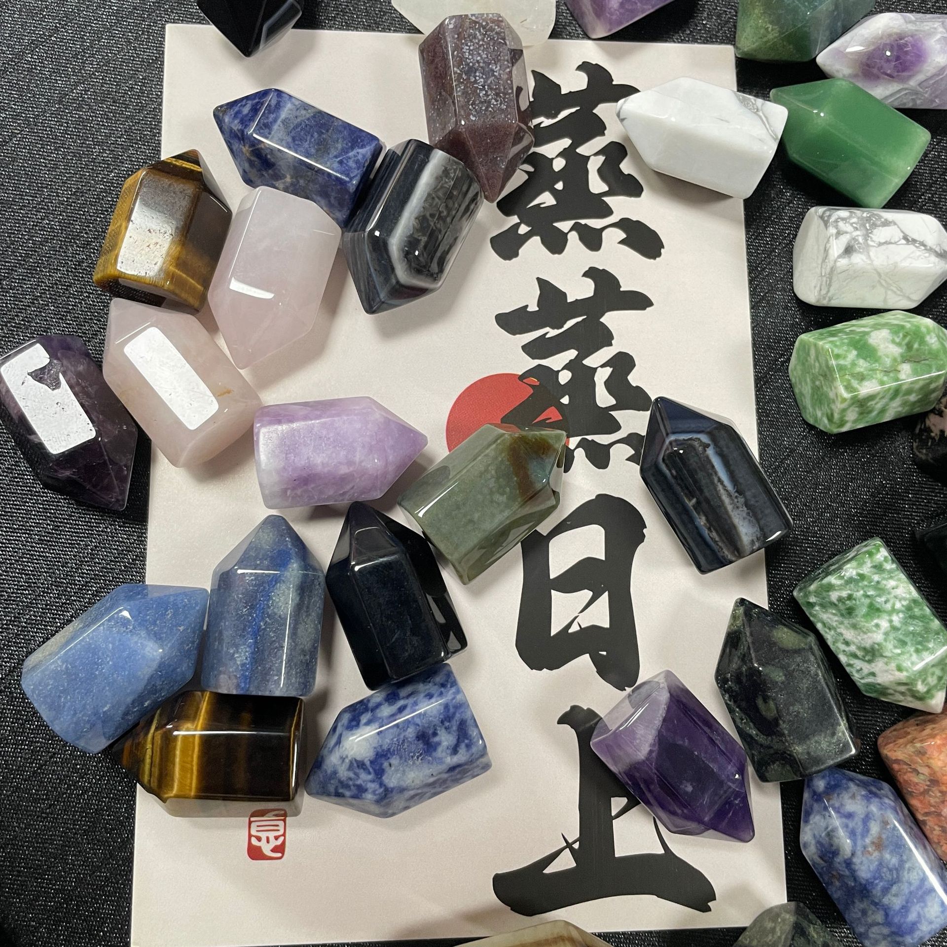 Jinglei natural Crystal Jade amethyst column hexagonal edge stone ornaments wholesale DIY crafts wholesale