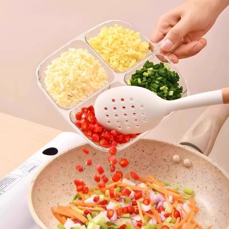Ingredients Preparation Plate New Ginger and Garlic Dinner Plate Four-Compartment Household Compartment Hot Pot Kitchen Storage Multi-Functional Side Dish Packaging
